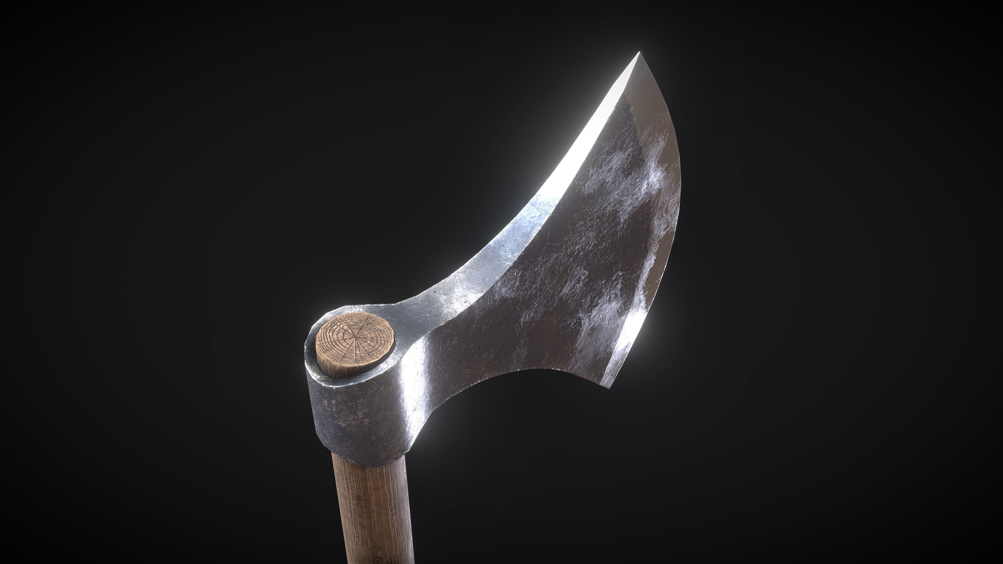 Danish Medieval Viking Two Handed Axe Low-poly 3D model_3