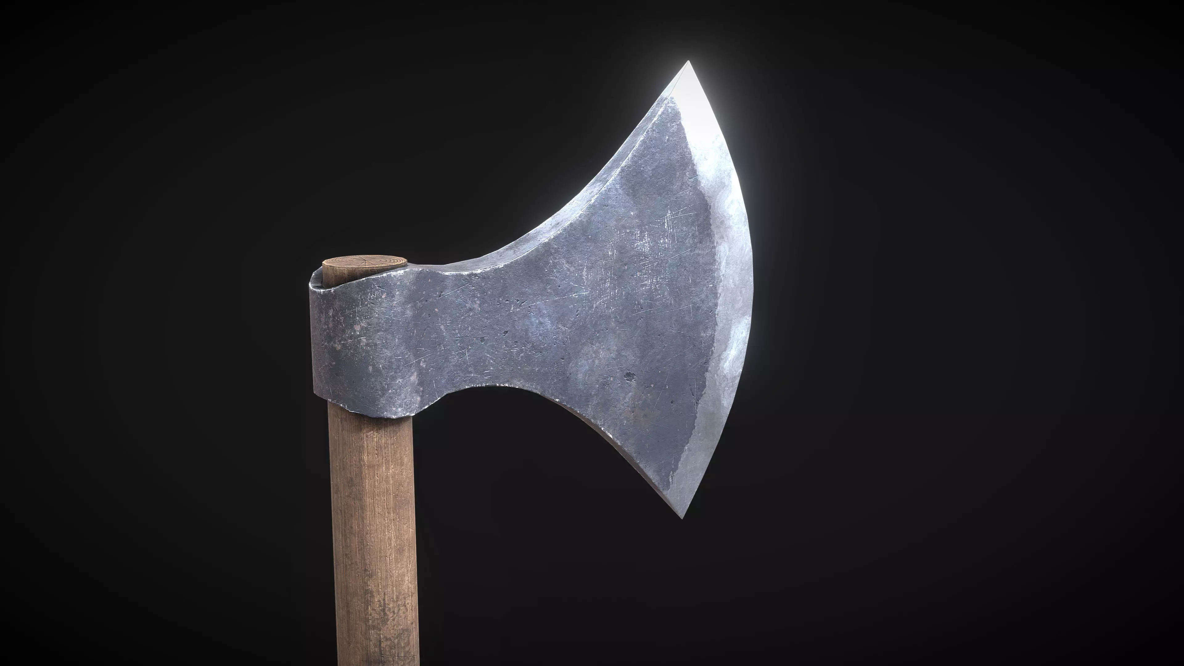 Danish Medieval Viking Two Handed Axe Low-poly 3D model_0