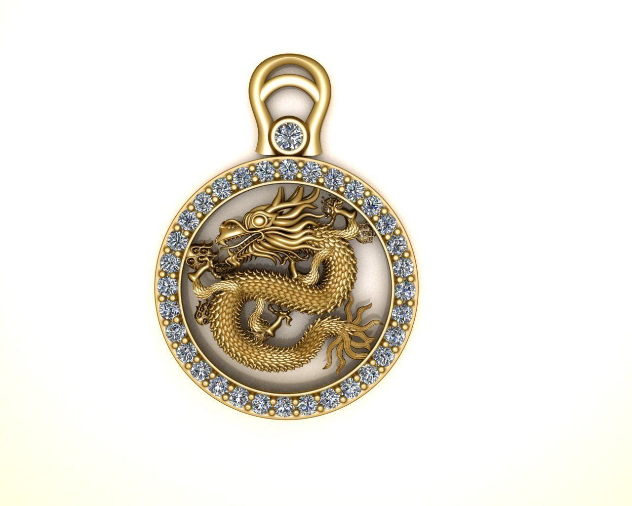 Chinese Dragon Pendant 3D print model 3D print model 3D print model_1