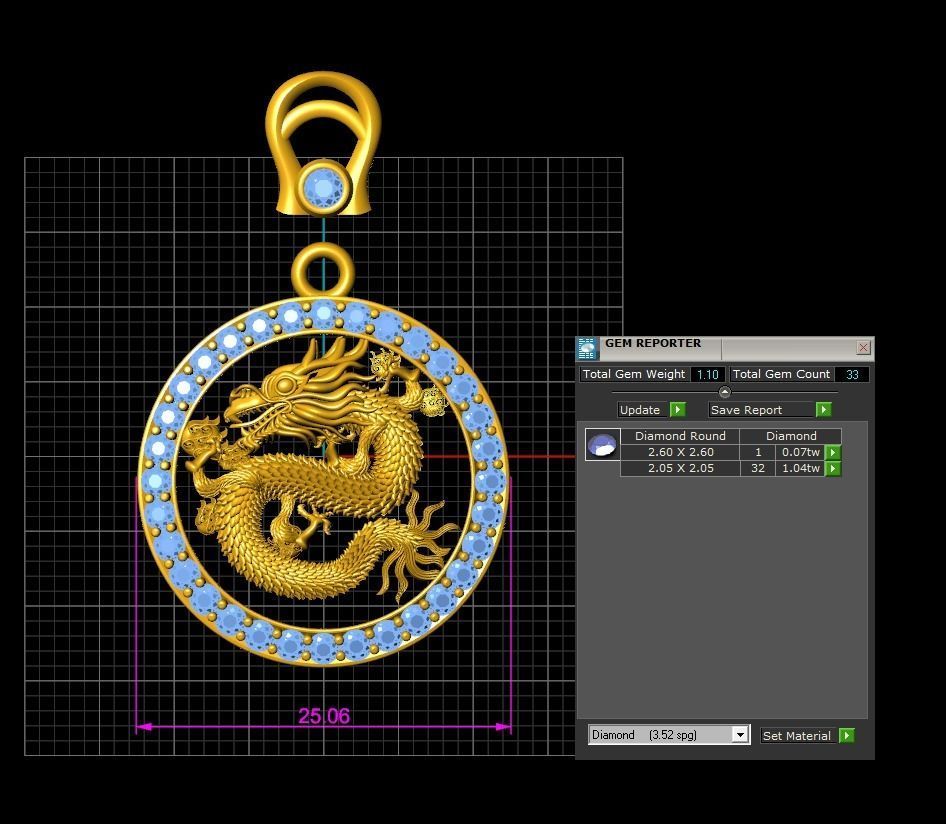 Chinese Dragon Pendant 3D print model 3D print model 3D print model_2