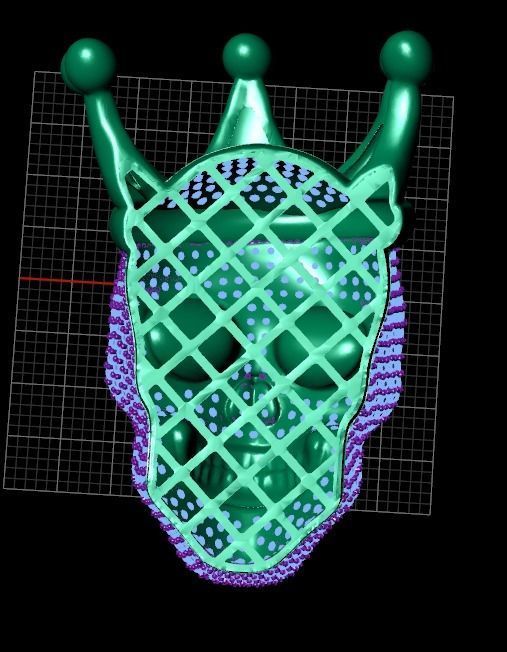 3D and stone skull pendant 52mm 3D print model_1