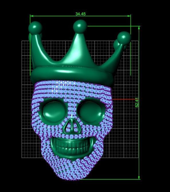 3D and stone skull pendant 52mm 3D print model_2