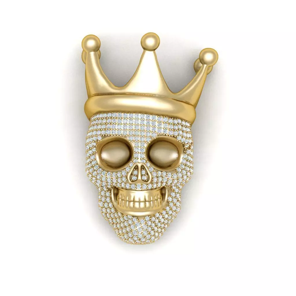 3D and stone skull pendant 52mm 3D print model_0