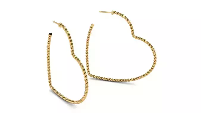 Cable Heart Hoop Earrings 50 mm 3D print model