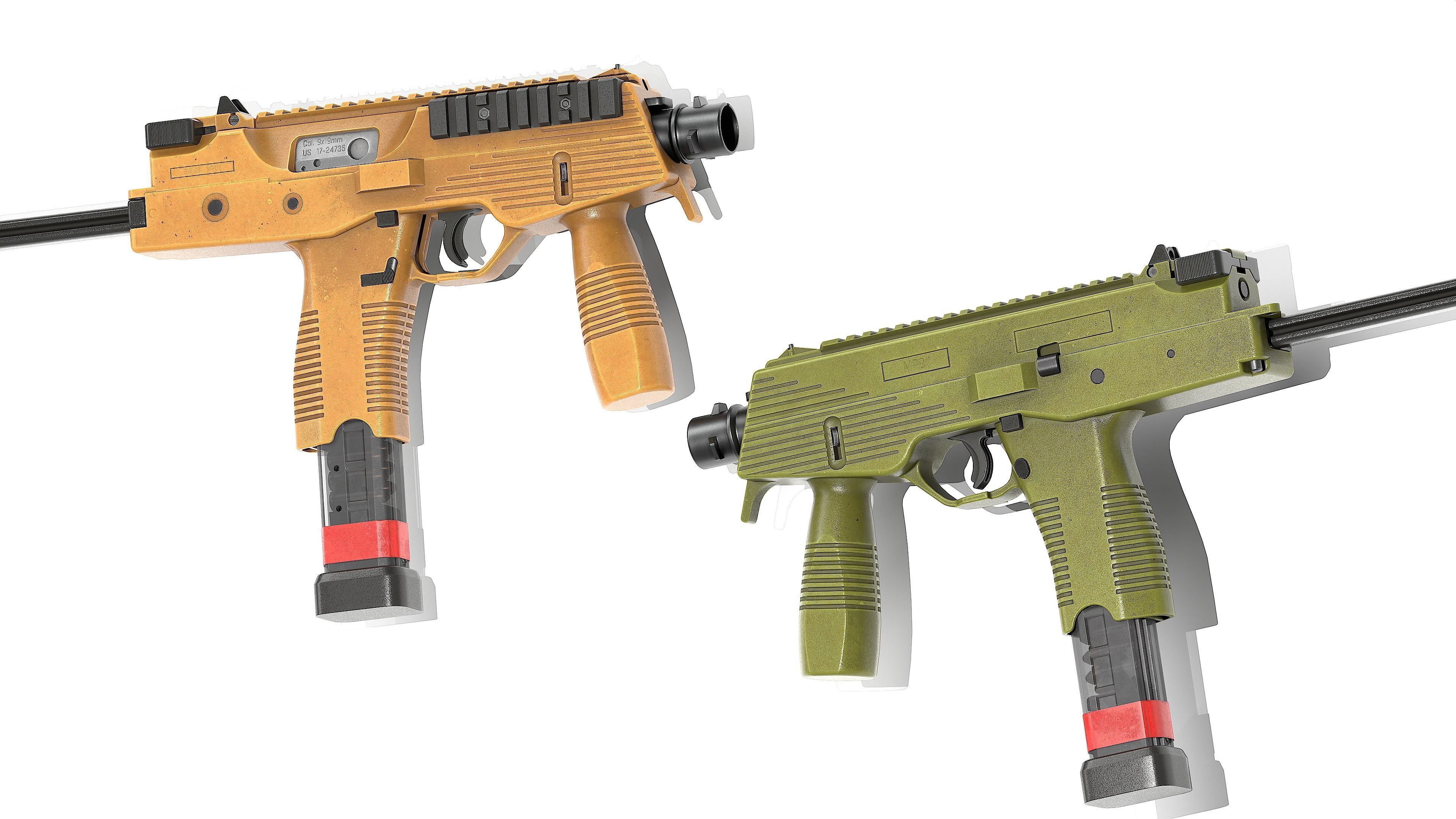 Brugger Thomet MP9 V1 Low-poly 3D model_11