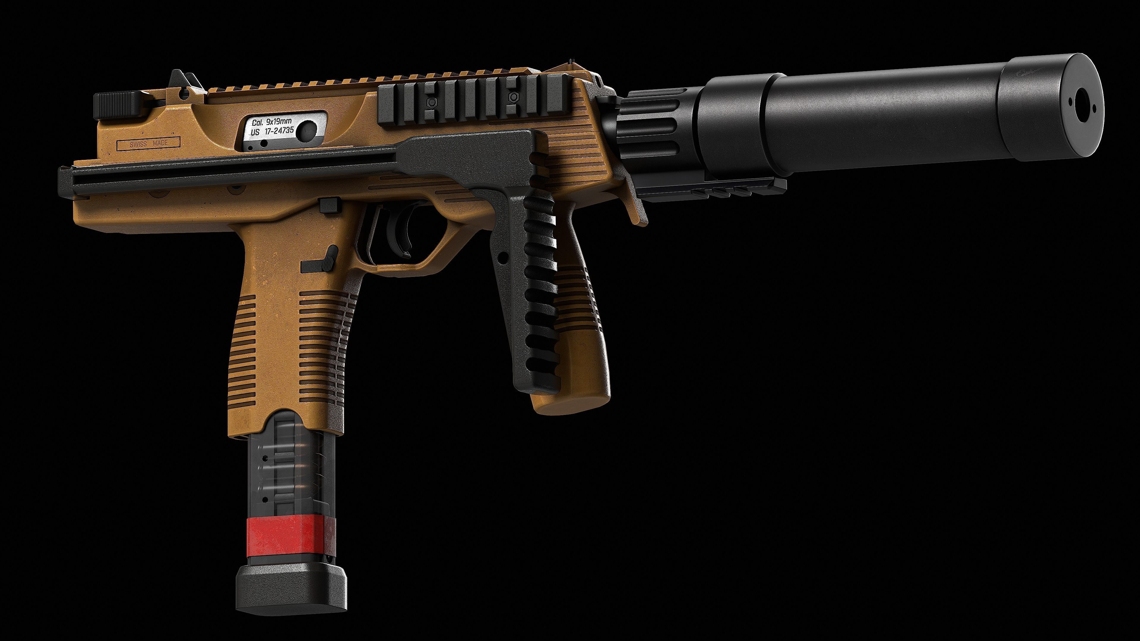 Brugger Thomet MP9 V1 Low-poly 3D model_9