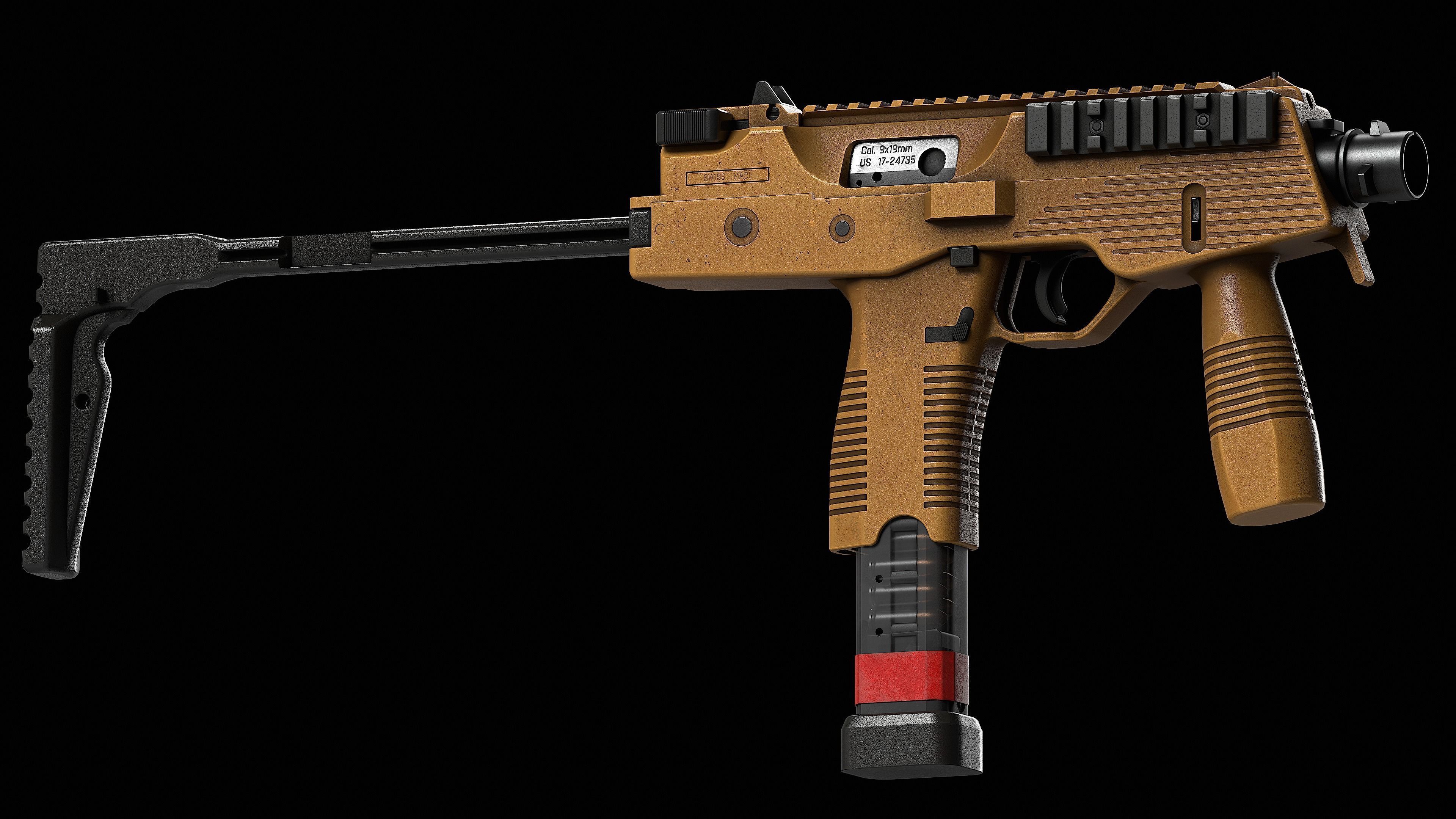 Brugger Thomet MP9 V1 Low-poly 3D model_8