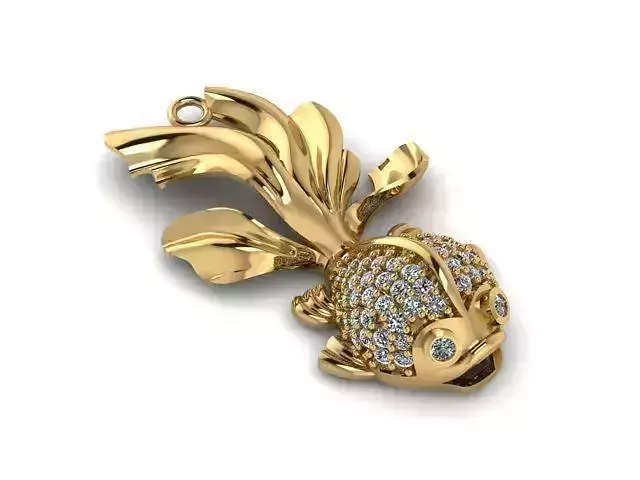 fish gold pendant 3D print model