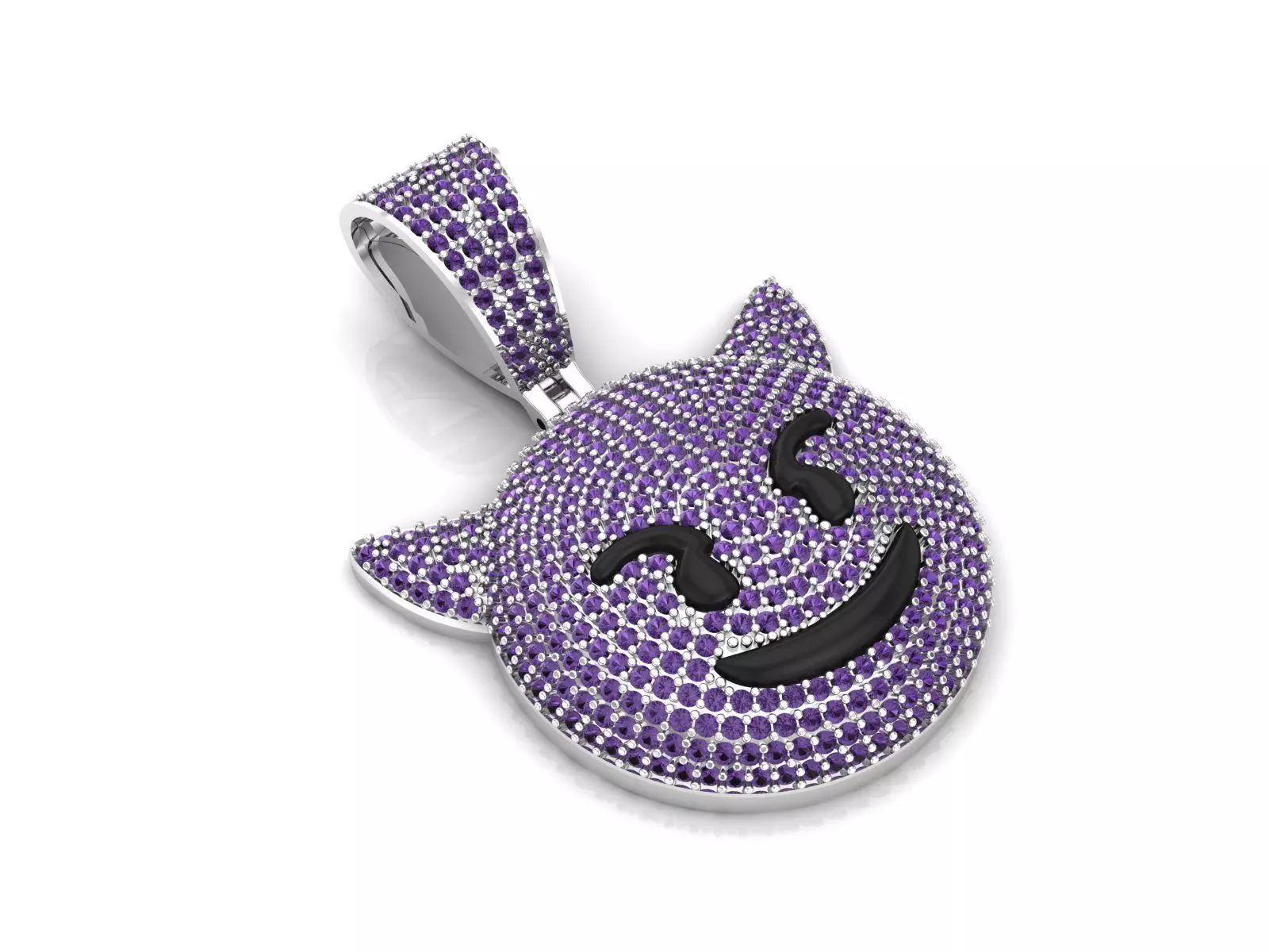 0158 - Devil Smiley Iced  Hip-hop Pendant 3D print model_0
