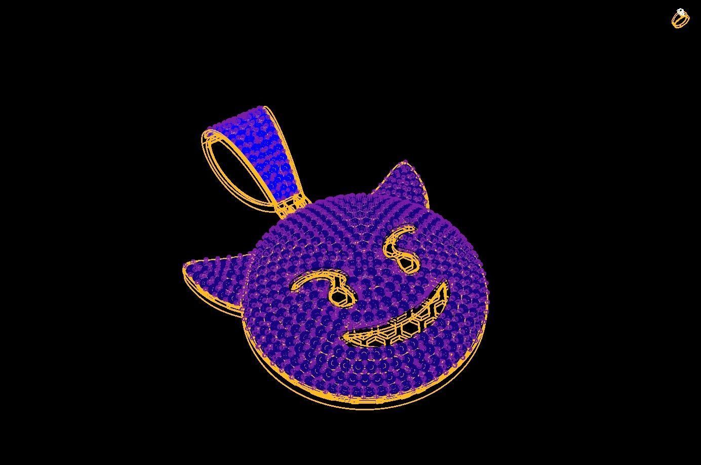 0158 - Devil Smiley Iced  Hip-hop Pendant 3D print model_2