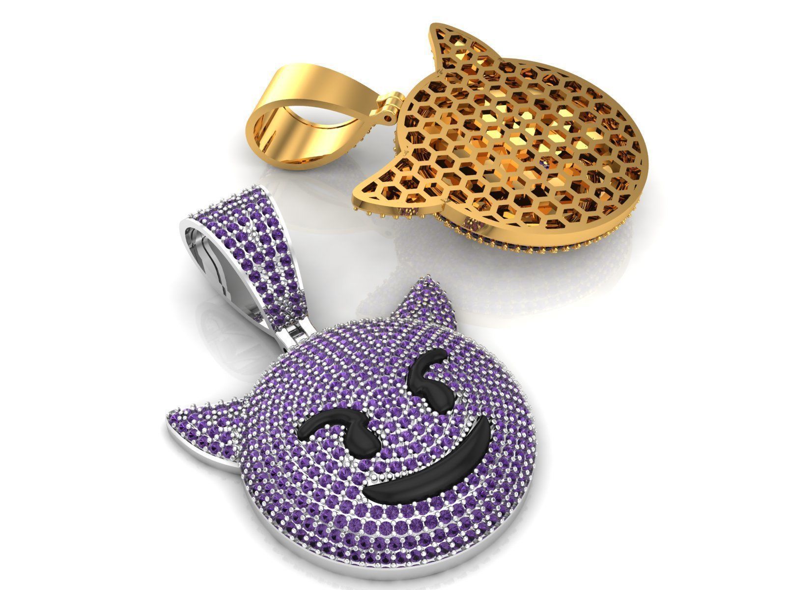 0158 - Devil Smiley Iced  Hip-hop Pendant 3D print model_1