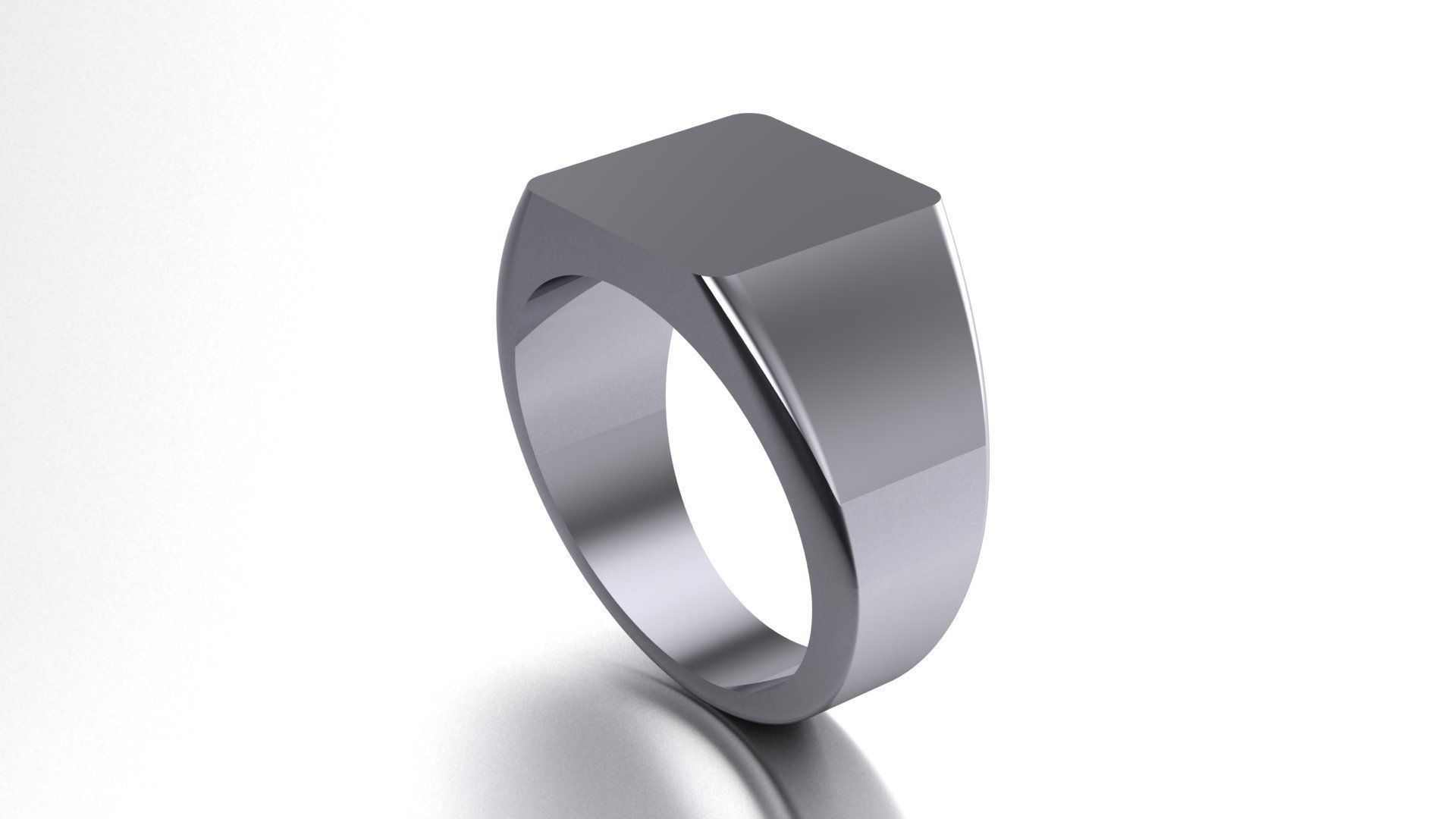 12 mm Signet Ring Squares shape Printable model 3dmodel US 9half 3D print model_3