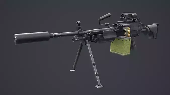 FN MINIMI MK3 762mm Low-poly 3D model