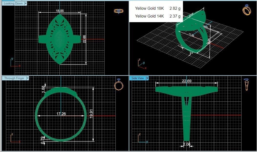 Signet Beads Ultra Vision Wire Mesh Plain Gold Ring 3D print model_3