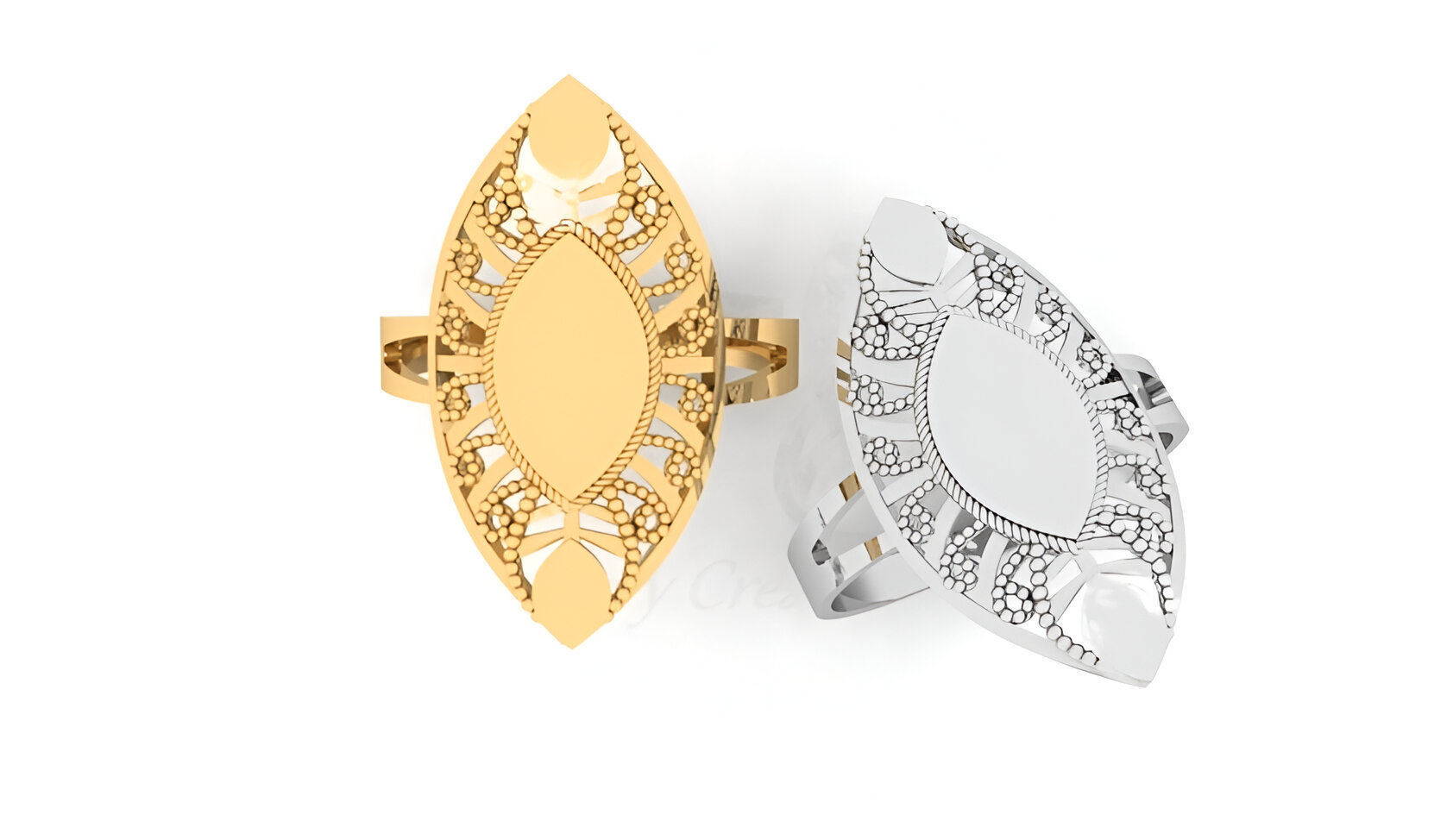 Signet Beads Ultra Vision Wire Mesh Plain Gold Ring 3D print model_2