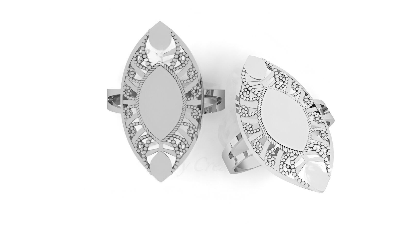 Signet Beads Ultra Vision Wire Mesh Plain Gold Ring 3D print model_1