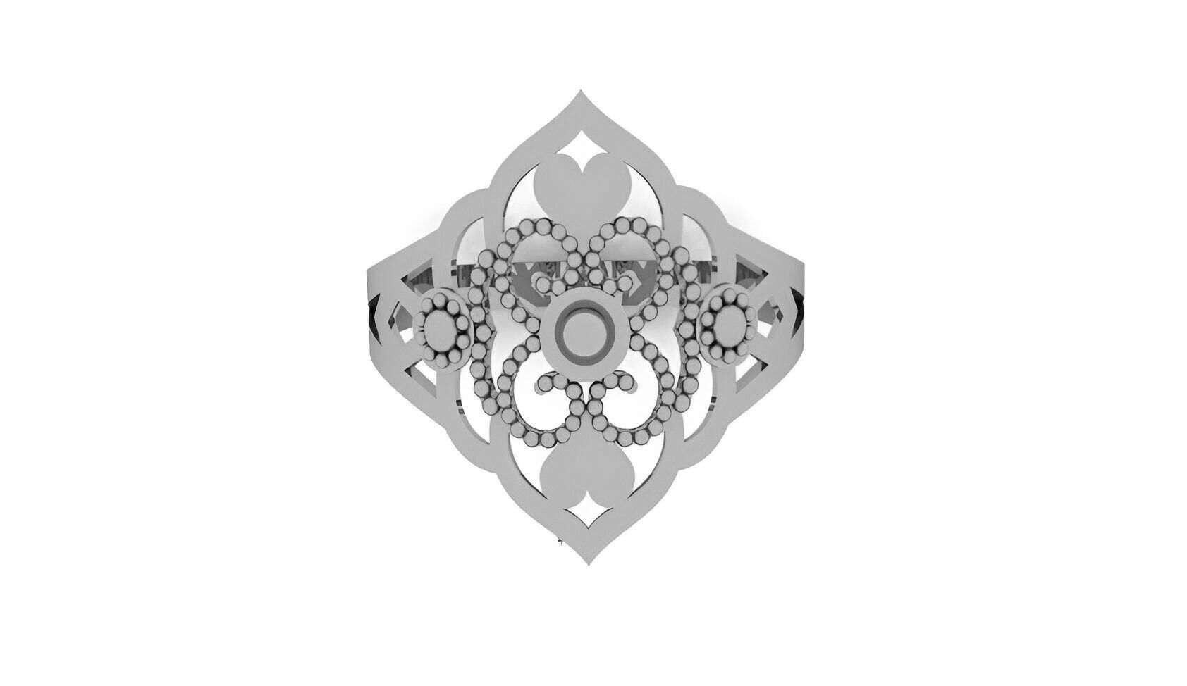 Heart Love Beads Ultra Vision Wire Mesh Plain Gold Ring 3D print model_1