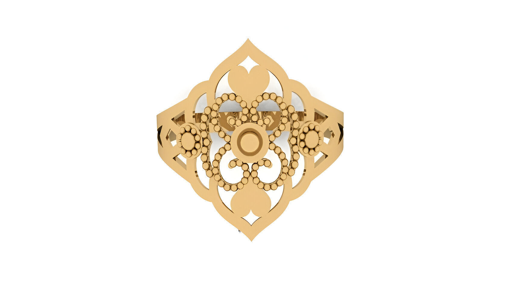 Heart Love Beads Ultra Vision Wire Mesh Plain Gold Ring 3D print model_2