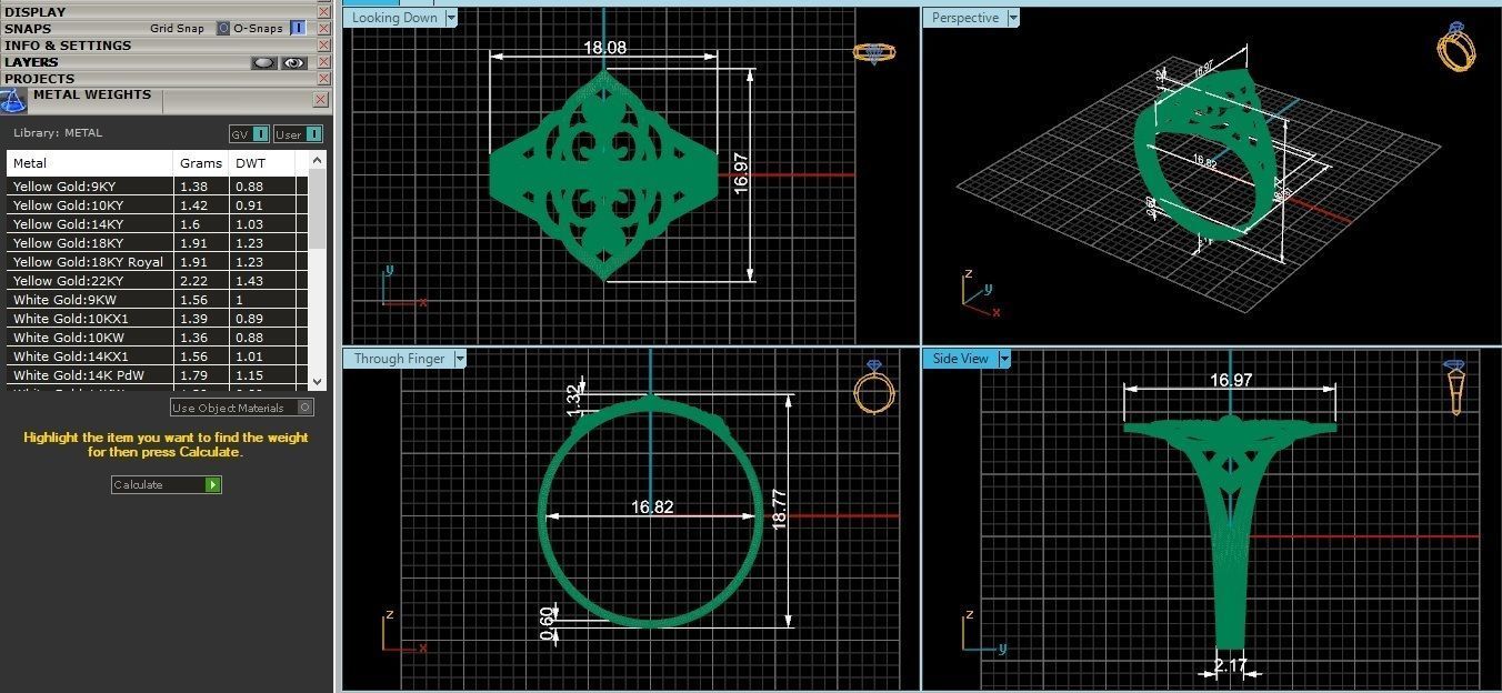Heart Love Beads Ultra Vision Wire Mesh Plain Gold Ring 3D print model_3