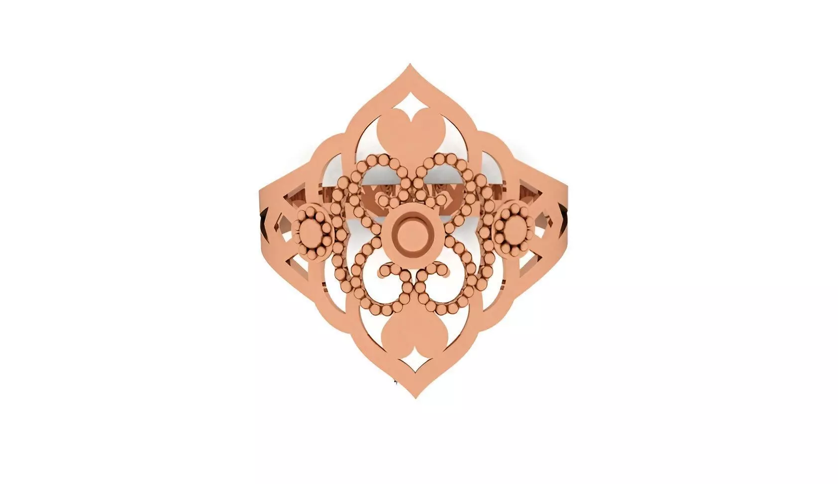 Heart Love Beads Ultra Vision Wire Mesh Plain Gold Ring 3D print model_0