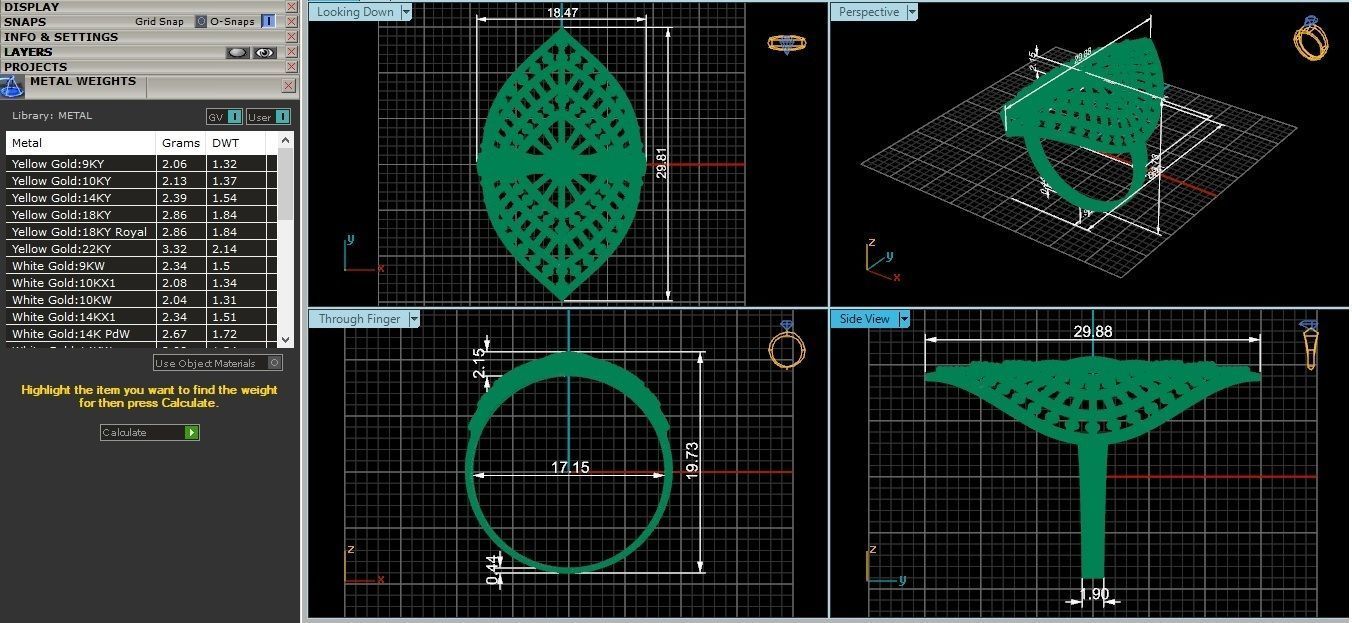 Beads Balls Ultra Vision Wire Mesh Plain Gold Ring 3D print model_3