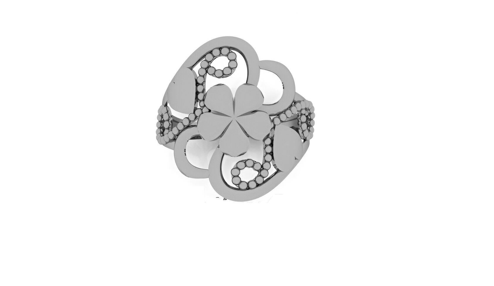 Flower Ultra Vision Wire Mesh Plain Gold Ring 3D print model_1