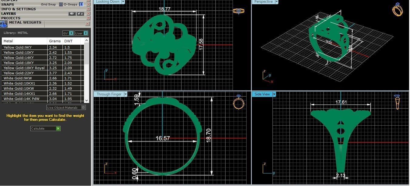 Flower Ultra Vision Wire Mesh Plain Gold Ring 3D print model_3
