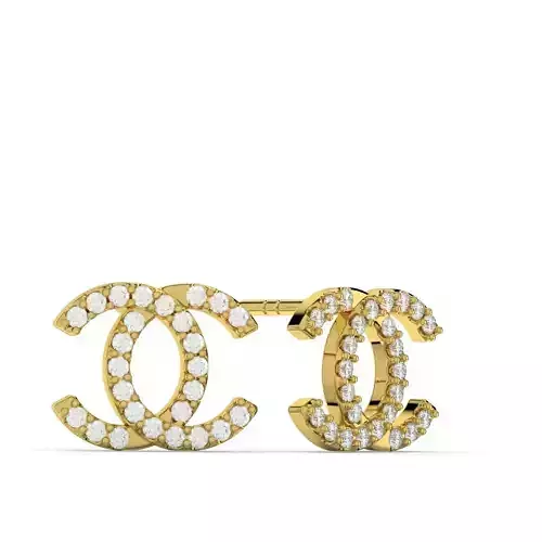 Pair of stylish earrings with stones double c model