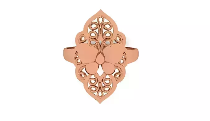 Butterfly Ultra Vision Wire Mesh Plain Gold Ring 3D print model