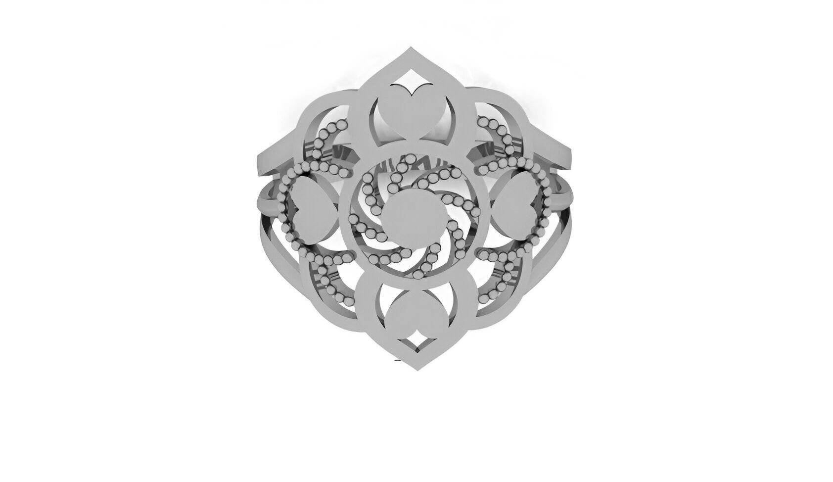 Heart Love Valentine Ultra Vision Wire Mesh Plain Gold Ring 3D print model_1