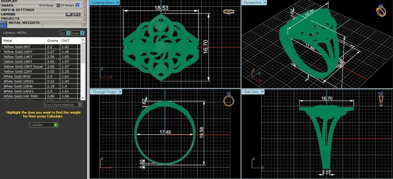 Heart Love Valentine Ultra Vision Wire Mesh Plain Gold Ring 3D print model_3