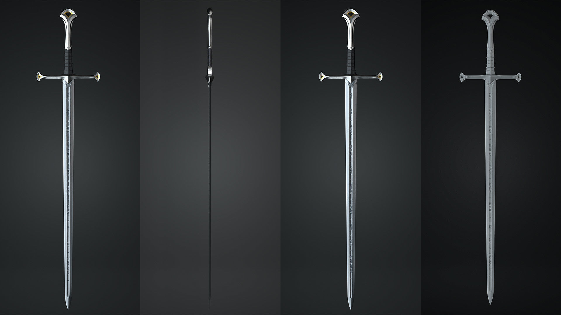 Anduril - The sword of Aragorn - Lord of the Rings  Low-poly 3D model_8