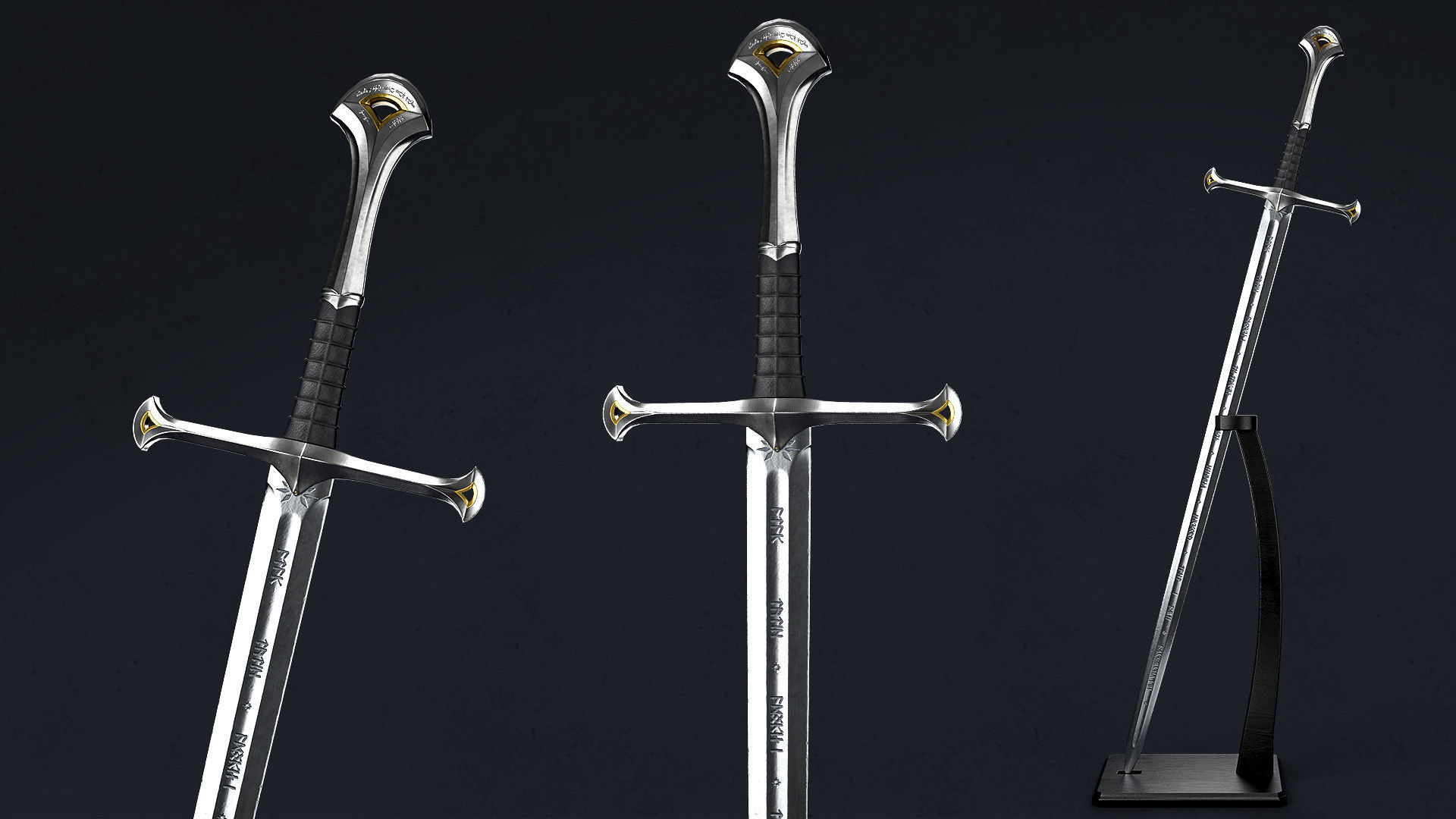 Anduril - The sword of Aragorn - Lord of the Rings  Low-poly 3D model_3