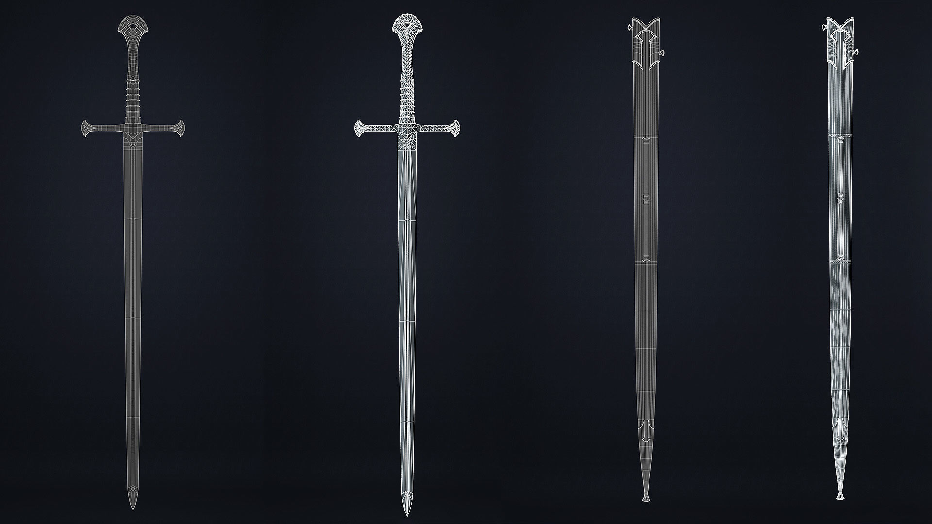 Anduril - The sword of Aragorn - Lord of the Rings  Low-poly 3D model_9