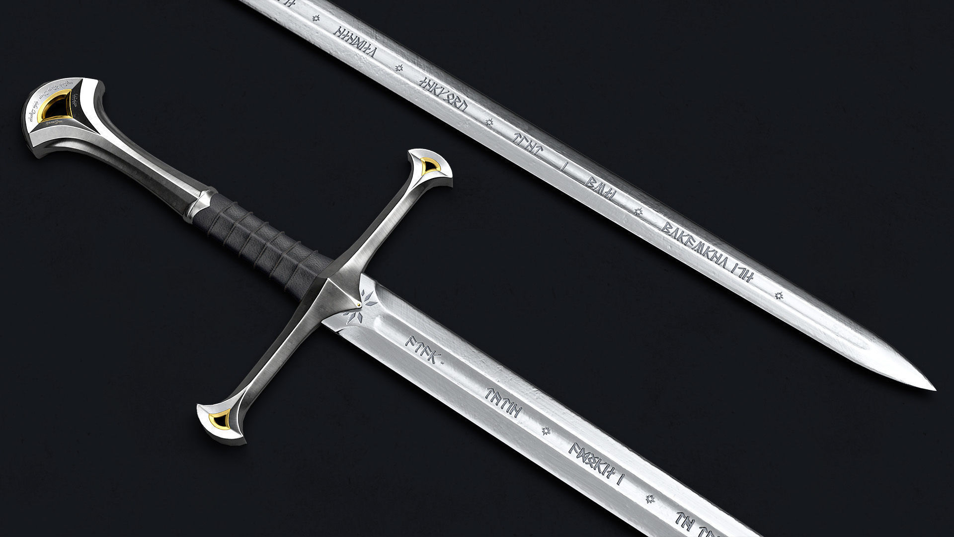 Anduril - The sword of Aragorn - Lord of the Rings  Low-poly 3D model_2
