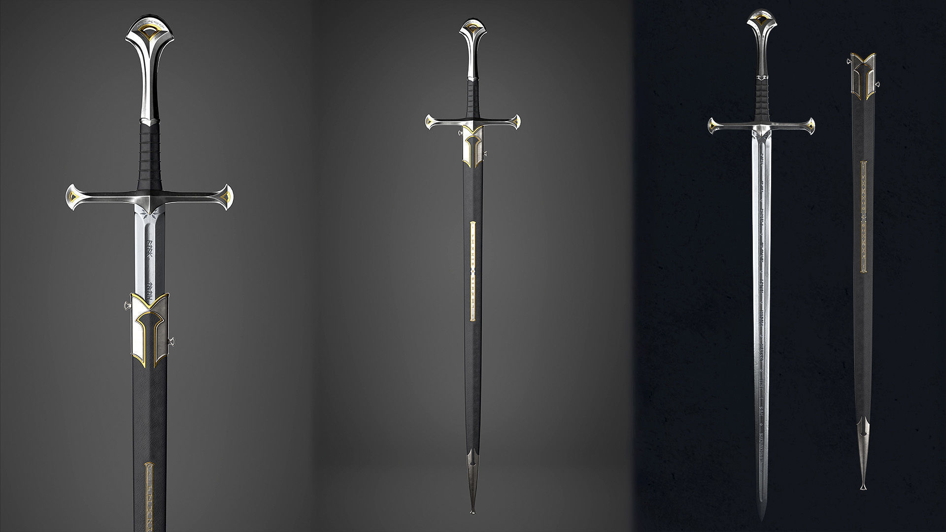 Anduril - The sword of Aragorn - Lord of the Rings  Low-poly 3D model_7
