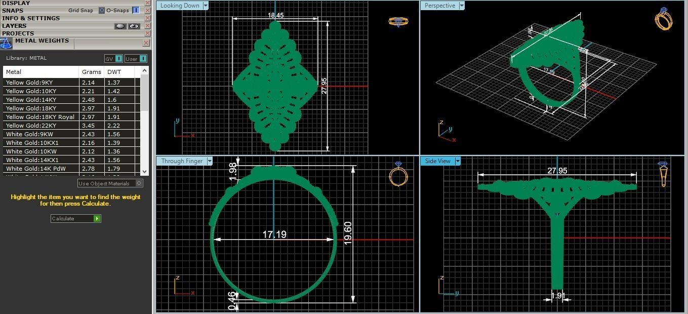 Beads Balls Ultra Vision Wire Mesh Plain Gold Ring 3D print model_3