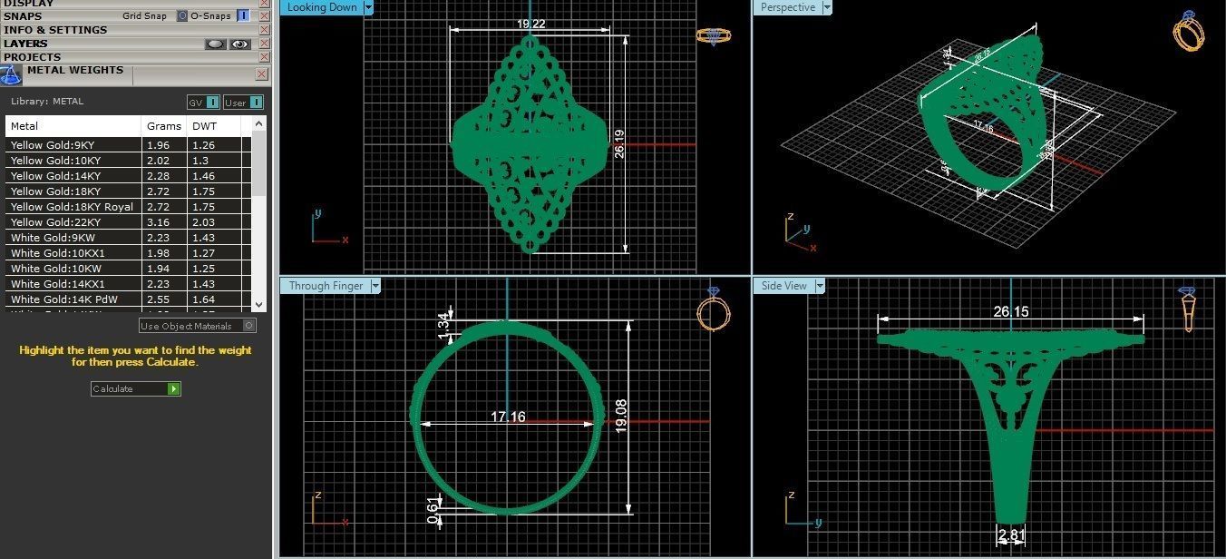 Beads Balls Ultra Vision Wire Mesh Plain Gold Ring 3D print model_3