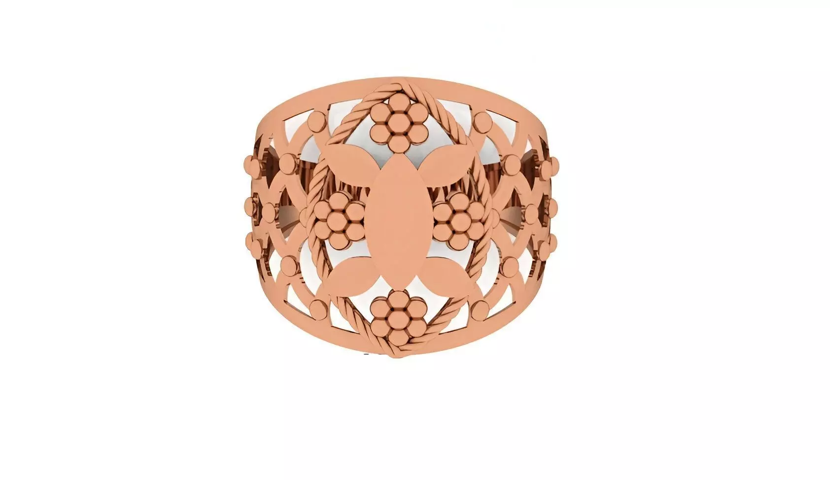 Flower Ultra Vision Wire Mesh Plain Gold Ring 3D print model_0