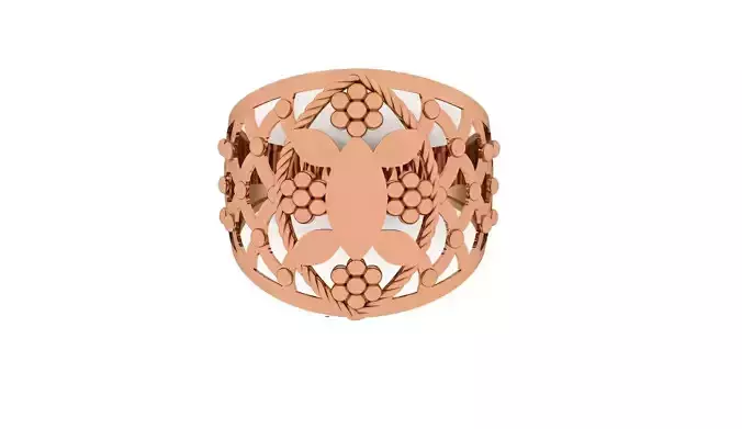 Flower Ultra Vision Wire Mesh Plain Gold Ring 3D print model