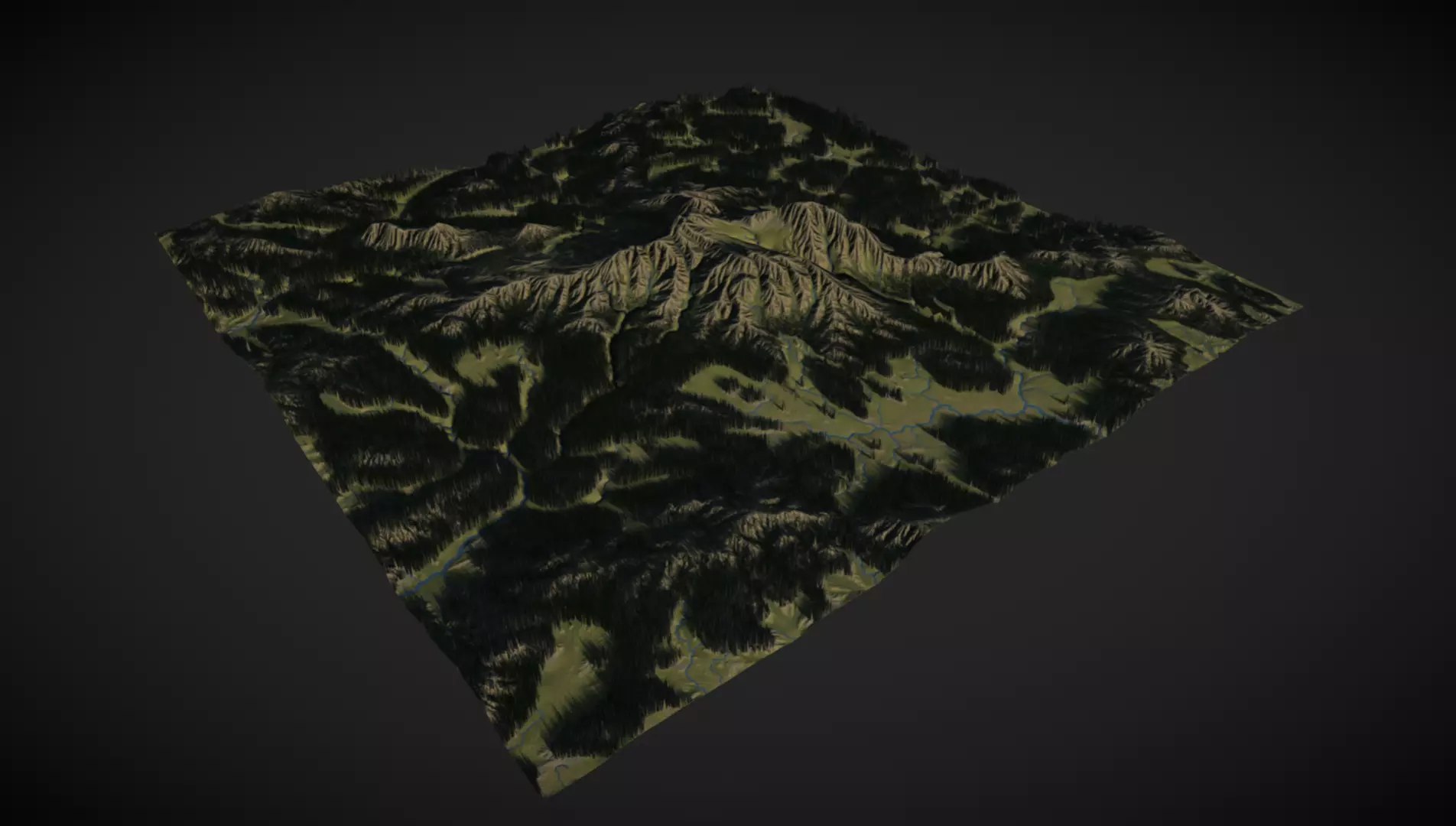 Mountain forest and rivers 3D model_0