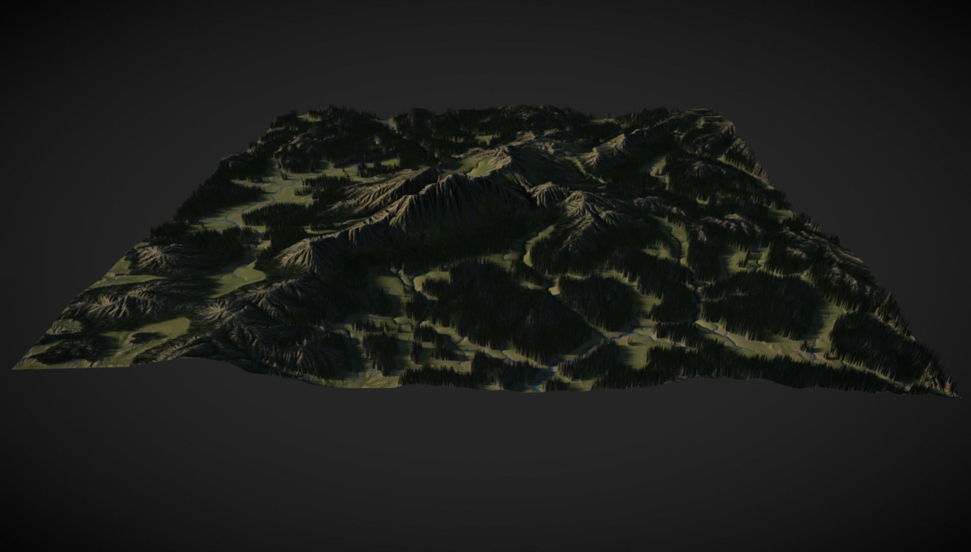 Mountain forest and rivers 3D model_3