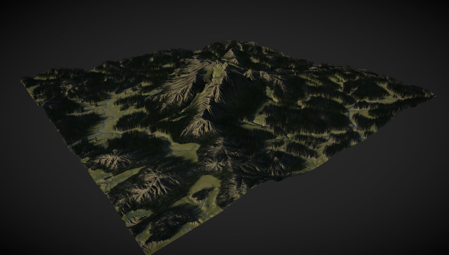 Mountain forest and rivers 3D model_2