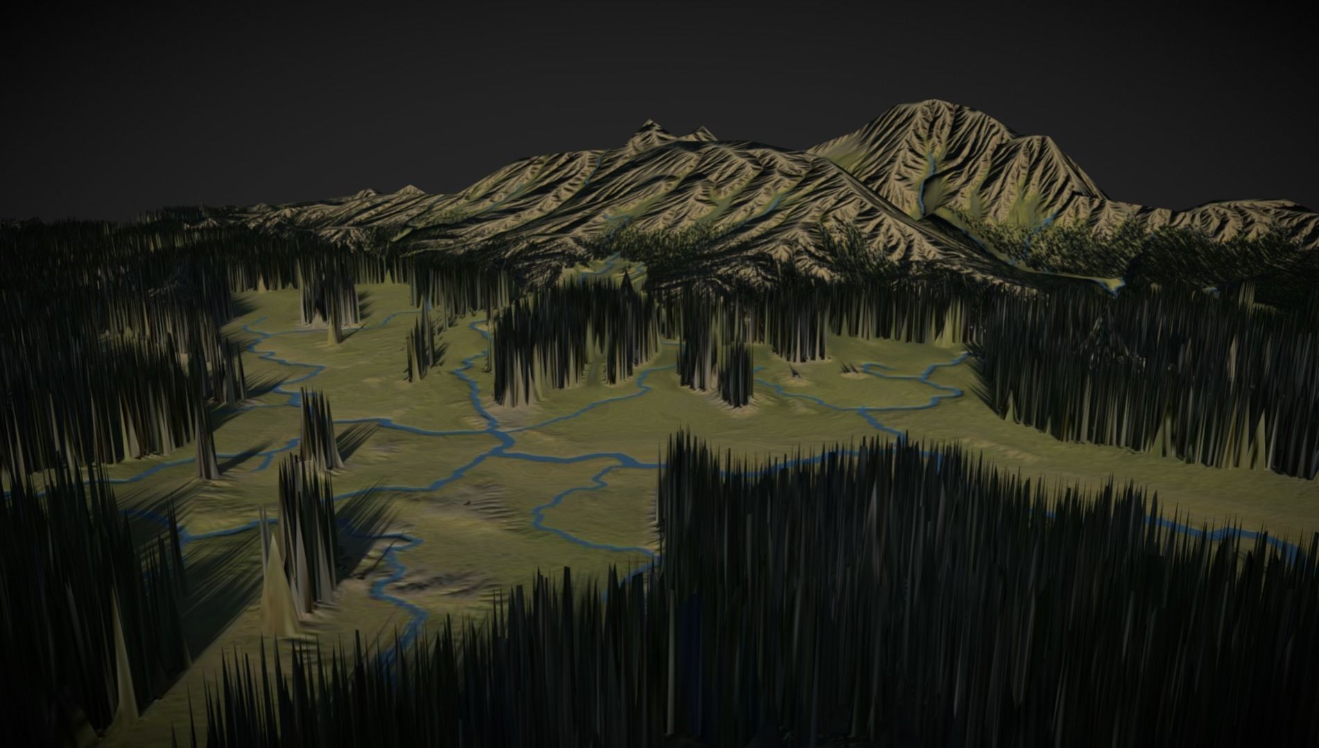 Mountain forest and rivers 3D model_9