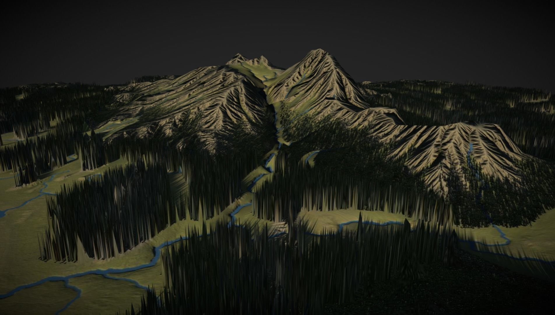 Mountain forest and rivers 3D model_10