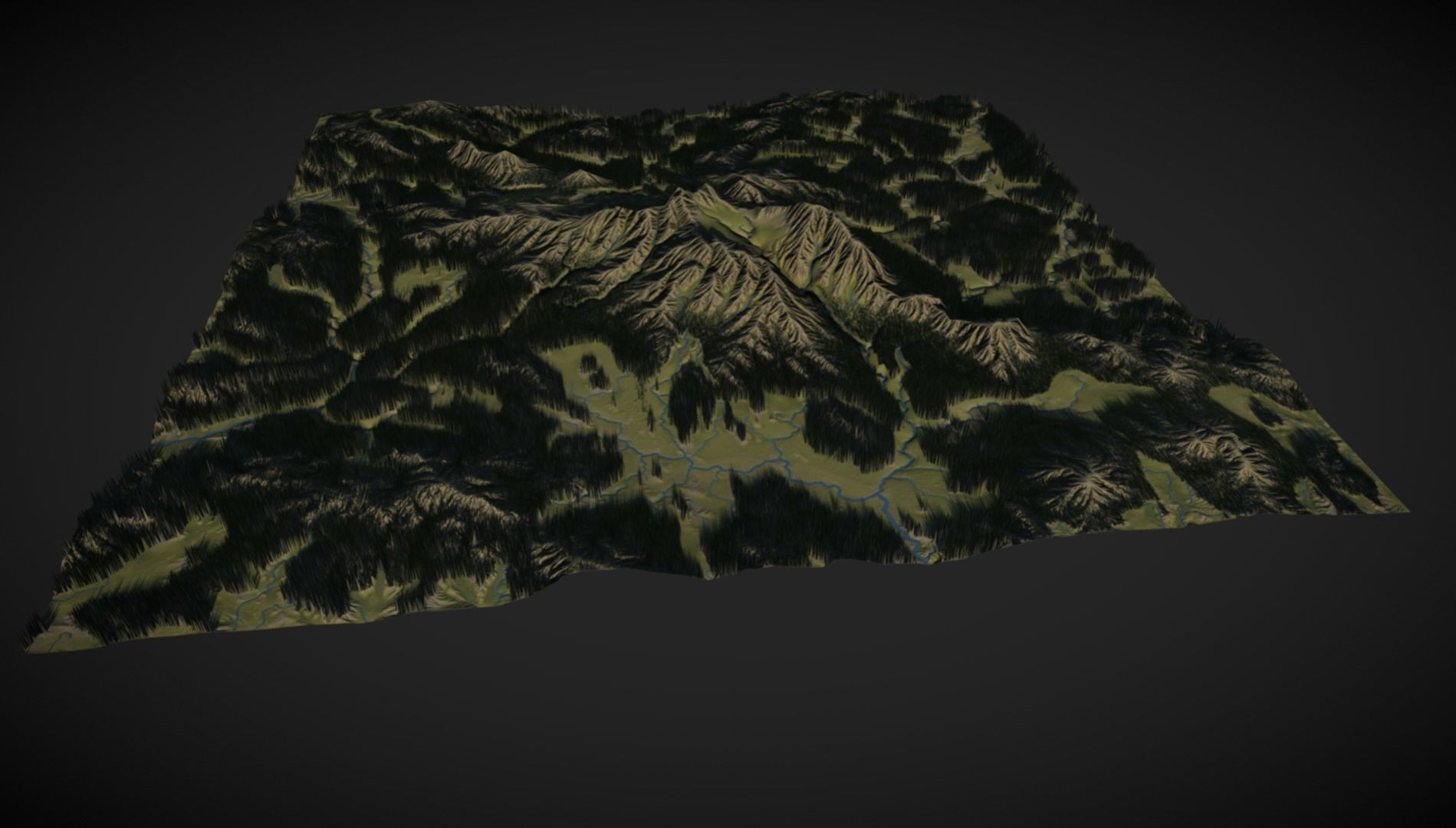 Mountain forest and rivers 3D model_1
