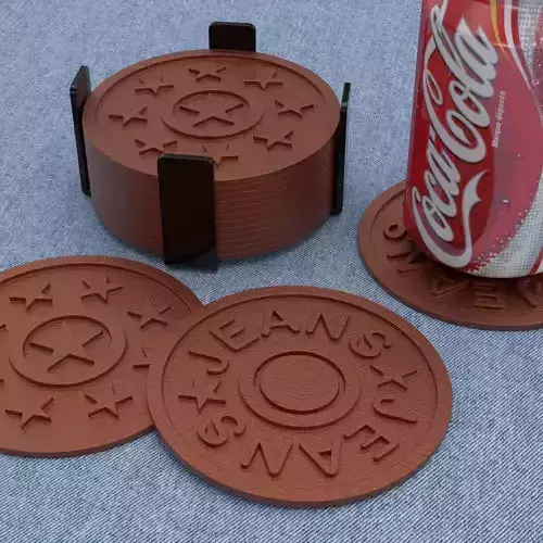 Jeans Buttons Coasters with Holder
