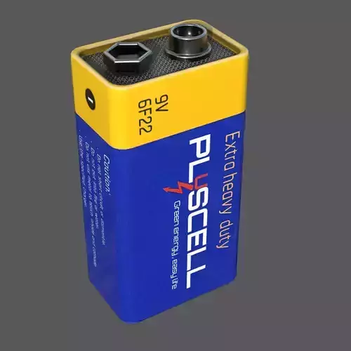 9v Battery Low-poly 3D model