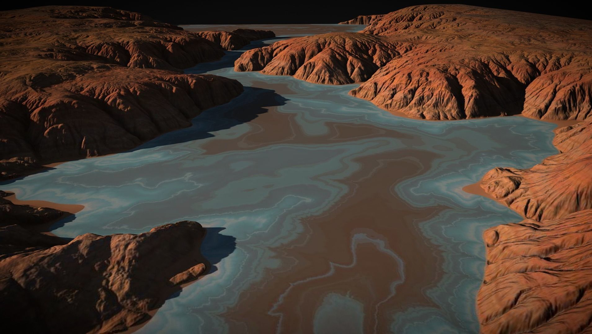 River in a canyon 3D model_3