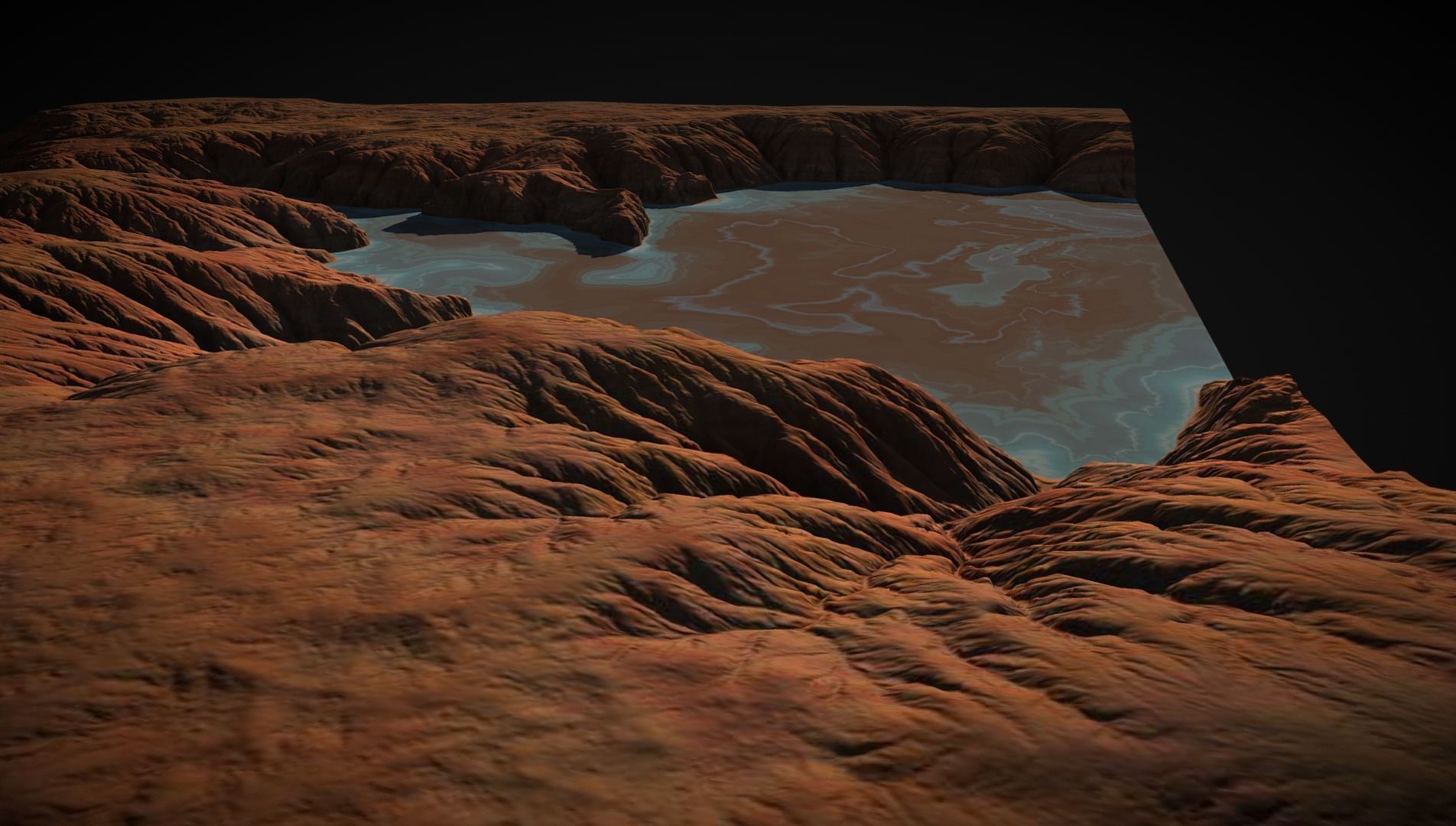 River in a canyon 3D model_4